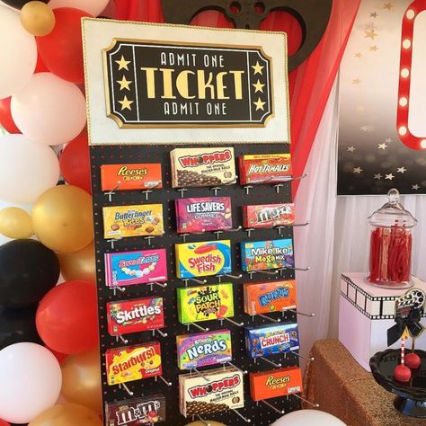 Teenage Movie Night Party, Diy Movie Tickets Ideas, Drive In Movie Decorations, Movie Outside Outdoor Theater, Cinema Bday Party, Movie Night Outdoor Party, Spa Movie Night Birthday Party, Movie Night Sign Diy, School Movie Night Decorations