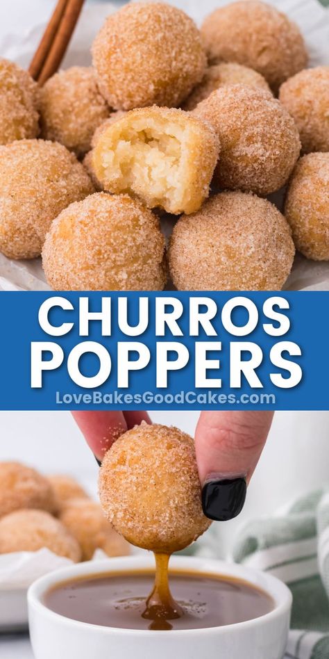 churros poppers pin collage Diy Dessert, Ielts Speaking, Yummy Desserts Easy, Dessert Dips, Easy Baking Recipes Desserts, Sweet Snacks Recipes, Tasty Baking, Baked Dessert Recipes, Fun Baking Recipes