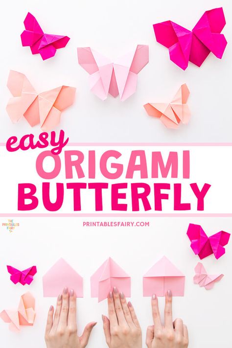 How To Make An Easy Origami Butterfly - The Printables Fairy Origami How To Make Step By Step, Crafts With Printer Paper, How To Make Origami Bird, How To Make Easy Origami, Gum Wrapper Origami Butterfly, One Paper Origami, Free Origami Printables, Cute And Easy Origami, Folded Paper Crafts