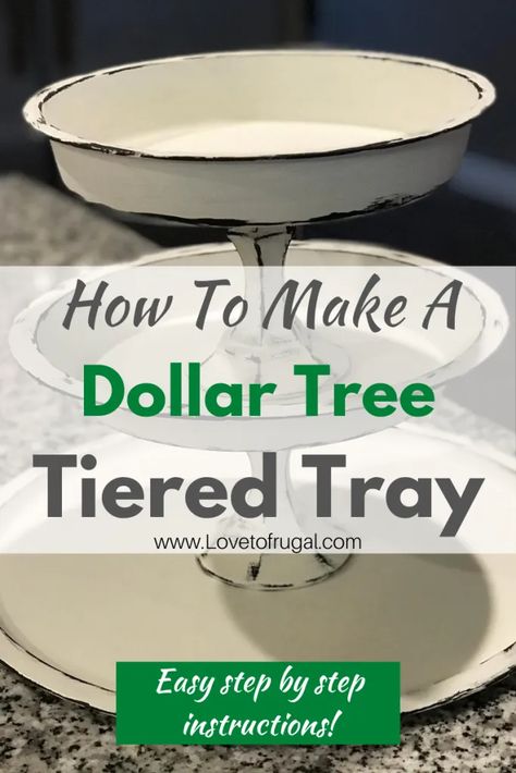 Dollar Tree Tiered Tray, Dollar Store Diy Projects, Dollar Tree Fall, Dollar Store Hacks, Farmhouse Crafts, Budget Decorating, Tray Diy, Diy Dollar Tree Decor, Dollar Tree Decor