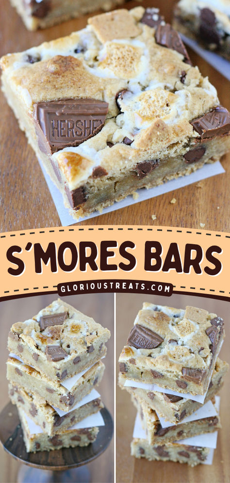 Out of Easy Spring dessert ideas? These S’mores Bars are thick, chewy, and delicious! Best topped with a scoop of vanilla ice cream, these dessert bars also make an easy summer dessert recipe! Summer Camp Desserts, Easy Recipes For A Party, Dessert Recipes To Share, Simple Sweet Desserts, Large Group Deserts, Easy Food Dessert, S’mores Inspired Desserts, No Melt Desserts, Summer Desserts Lemon