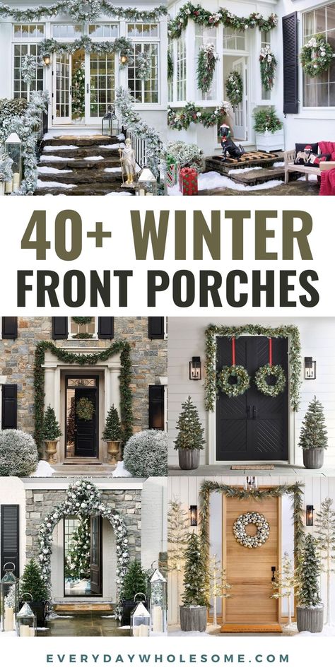 Winter porch ideas, winter front porch decor, front porch christmas decor, christmas porch decor, winter front porch ideas, winter porch decorations, winter porch decorating ideas, front porch christmas decor, winter aesthetic, winter wreaths for front door diy, front door christmas decor, wreaths for front door, christmas wreaths for front door, front door christmas decorations, welcome sign front door #winterporchideas #christmasporch #frontdoor #welcomesign #wreath #diywreath #garland #porch Front Porch Garland Ideas, Front Porch Christmas Garland Ideas, Christmas Garland Outdoor Front Porches, Winter Front Porch Ideas After Christmas, White Christmas Outdoor Decor, Outdoor Garland Christmas Porches, Front Porch Winter Decor, Winter Porch Decorating Ideas, Garland Porch