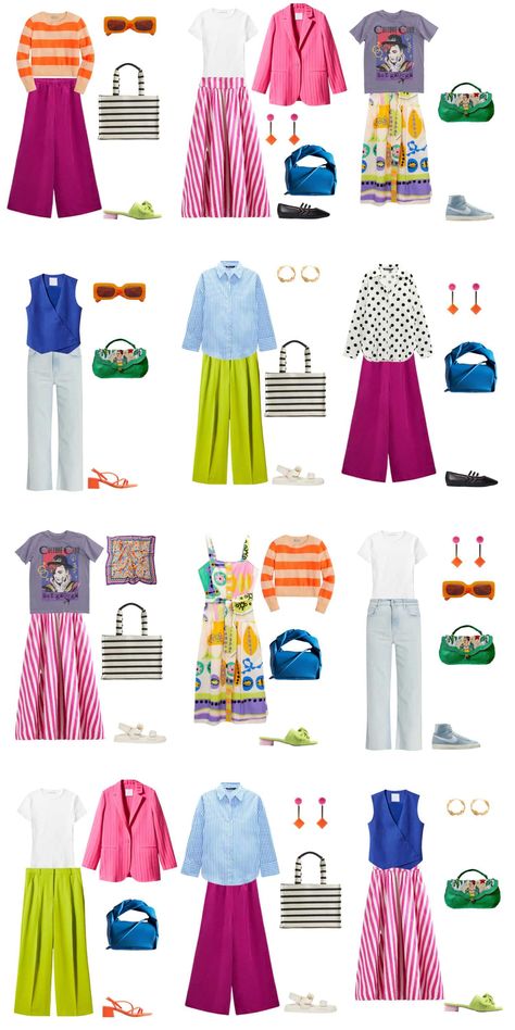 A 12 Piece Colourful Summer Capsule Wardrobe - livelovesara Street Styl, Outfit Ideas 2024, Capsule Wardrobe Women, Skirts Floral, Aesthetic Street, Colorful Wardrobe, Vetements Clothing, Colour Combinations Fashion, Color Combos Outfit