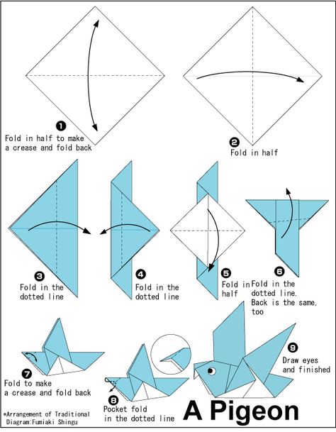 Origami Pigeon Printable Origami Instructions, Origami Bird Easy, Origami Printables, Origami Kutu, Origami Instructions For Kids, Origami Dove, Easy Origami For Kids, Origami Birds, Origami Paper Folding