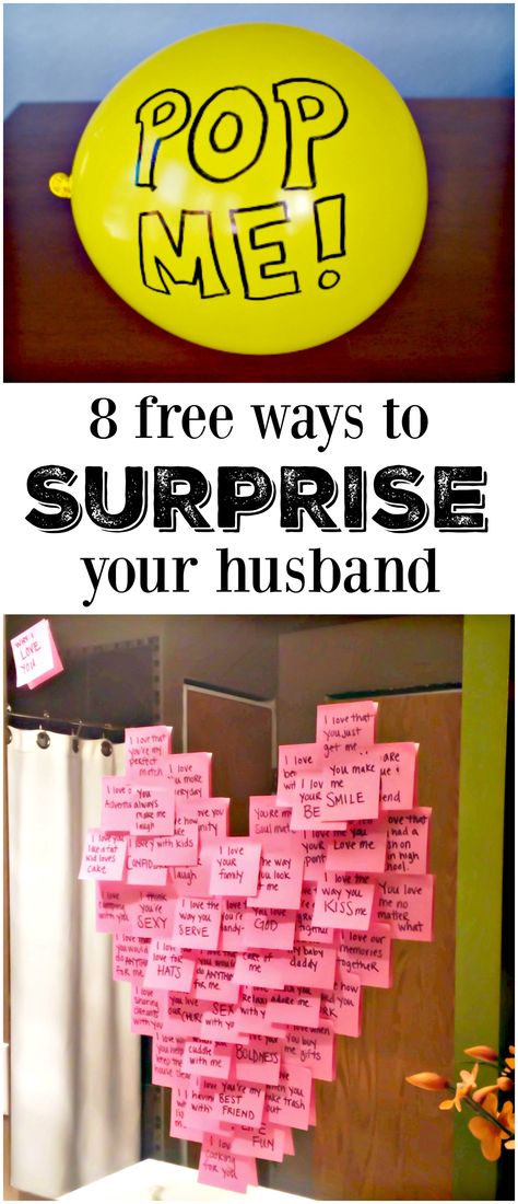 8 free ways to surprise your husband and totally make his day! 5 Senses Gift For Boyfriend, Joululahjat Diy, Valentijnsdag Diy, Surprise Your Husband, Selamat Hari Valentine, Hadiah Valentine, God Things, Fresh Meals, Couple Ideas