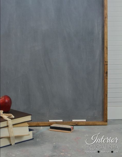 Large DIY Chalkboard With Rustic Frame | The Interior Frugalista Chalkboard Wall Kids, Graphite Chalk Paint, Chalkboard Wall Bedroom, Large Chalkboard, Diy Chalkboard, Playroom Design, Homeschool Rooms, Chalkboard Wall, Diy Home Furniture