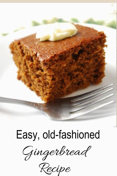 Slice of gingerbread on a white plate. Old Fashioned Gingerbread Recipe, Gingerbread Dessert Recipes, Easy Gingerbread Cake, Easy Gingerbread Recipe, Spicy Gingerbread, Gingerbread Dessert, Gingerbread Cake Recipe, Sweet Potato Bread, Gingerbread Recipe