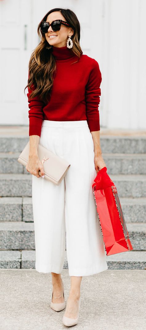 Diner Outfits, White Christmas Outfit, Christmas Outfits Dressy, Christmas Fashion Outfits, Christmas Outfit Inspiration, Red And White Outfits, Christmas Outfit Casual, Casual Christmas Party Outfit, Christmas Day Outfit