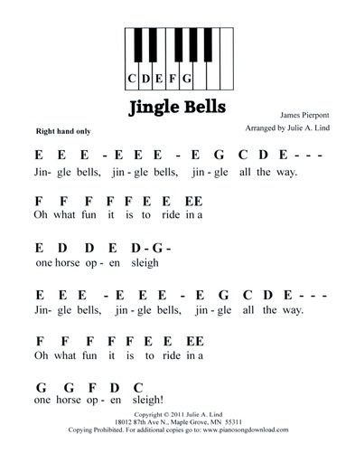 Jingle Bells, easy pre-staff music with letters for beginning piano lessons. Keyboard Noten, Kunci Piano, Piano Music With Letters, Christmas Piano Sheet Music, Christmas Piano Music, Beginning Piano, Sheet Music With Letters, Piano Songs For Beginners, Piano Sheet Music Letters