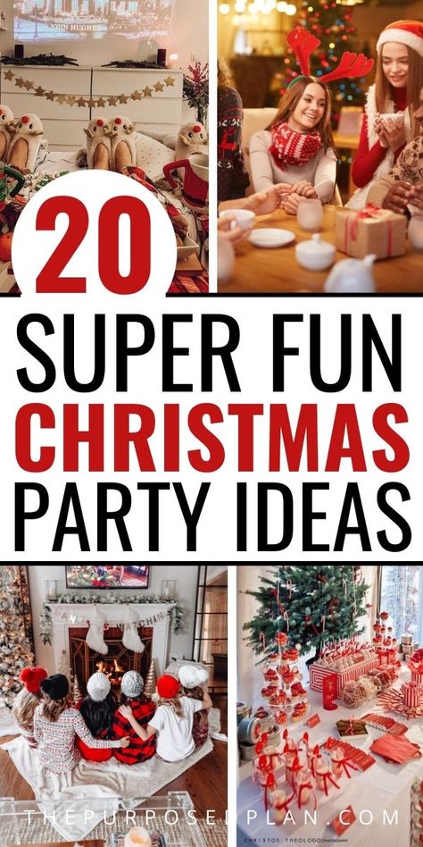 20 Fun Christmas party ideas for adults, Christmas party ideas for family, and Christmas party ideas for work! Discover Christmas party decorations, Christmas party games, and Christmas party themes for a party you won't forget! Christmas Family Fun Night Ideas, Fun Things To Do At Christmas Party, Family Christmas Night Ideas, Christmas Fun Ideas Families, Small Office Christmas Party Ideas Gift Exchange, Fun Family Christmas Party Ideas, Christmas Party Games Family, Family Game Night Ideas Christmas, Christmas Party Food Display Ideas