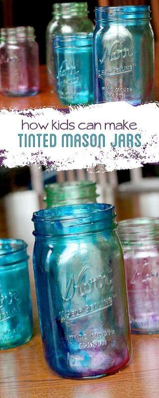 Mason Jar Projects, Tinted Mason Jars, Painting Glass Jars, Diy Hanging Shelves, Wine Bottle Diy Crafts, Mason Jar Crafts Diy, Wine Bottle Diy, Mason Jar Lighting, Jar Diy