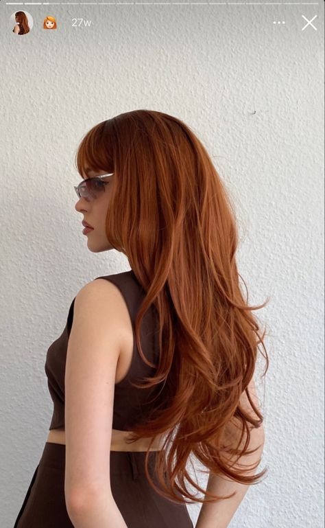 Ginger To Black Hair, 70s Ginger Hair, Rich Ginger Hair, Orange Hair With Red Tips, Cooper Ginger Hair, Medium Ginger Hair, Ginger Layered Hair, Red Hair Warm Skin Tone, Dark Orange Hair Color