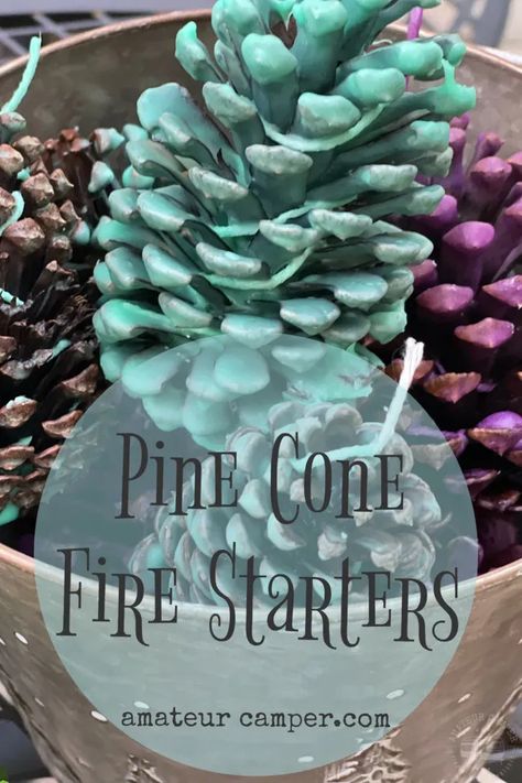 Pine Cone Fire Starters Pine Cone Fire Starters, Firestarters Diy, Diy Outdoor Candles, Camping Gift Baskets, Homemade Fire Starters, Pinecone Fire Starters, Camping Fire Starters, Fire Starters Diy, Candle Fire