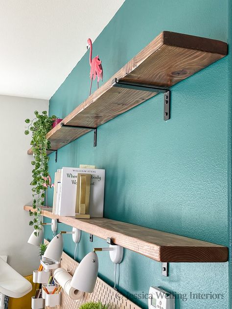 How To Make Floating Book Shelves, Diy Living Room Shelving, Shelving For Bedroom Wall, Cheap Wall Shelves Diy, Building A Shelf Diy, Diy Wall Shelves Easy Cheap Kitchen, Simple Shelving Ideas, Wood Shelves Ideas, Diy Simple Shelves