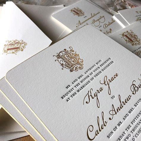 Letterpress Wedding Invitation, Digital Calligraphy, Gold Foil Invitation, Gold Baroque, Letterpress Invitations, Letterpress Wedding, Foil Invitations, Letterpress Wedding Invitations, Reception Card