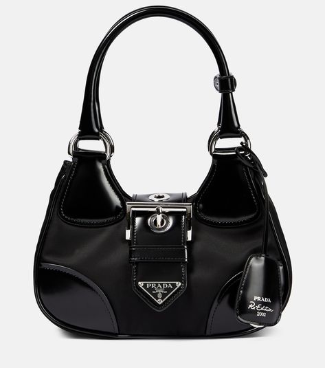 Moon Re-Nylon tote bag in black - Prada | Mytheresa Prada Re Edition, Image Swag, Prada Shoulder Bag, Nylon Handbag, Nylon Tote Bags, Prada Bags, Pretty Bags, Nylon Tote, Black Shoulder Bag