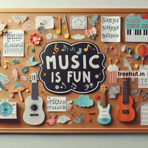 These Music themed bulletin board ideas and activities will create a vibrant, engaging, and musical start to the school year for elementary students, fostering a love for music and creativity in the classroom. Music Theme Classroom Ideas, Elementary Music Bulletin Board Ideas, Elementary Music Room Decor, Music Bulletin Board Ideas, Music Room Bulletin Boards, School Classroom Decoration, Music Classroom Bulletin Boards, Music Bulletin Board, Elementary Music Room