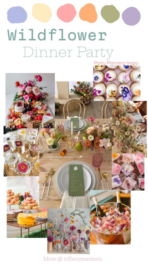 Wildflower Dinner Party Inspo. Dinner Party. Dinner Party Inspo. Gathering Inspo. Wildflower Wedding. Wildflower. Colorful Party Decor. Floral Dinner Party Decor. 30th Birthday, Floral Dinner Party, Colorful Party Decor, Dinner Party Decor, Party Inspo, Party Dinner, Wildflower Wedding, Colorful Party, Party Party