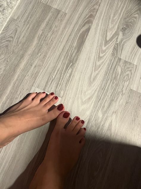 Cherry Red Pedicure, Cherry Red Toenails, Red French Toe Nails, Dark Red Toe Nails, Nails Feet Pedicure, Red Nails Toes, Red Nails And Toes, Red Toes Pedicure, Cherry Pedicure