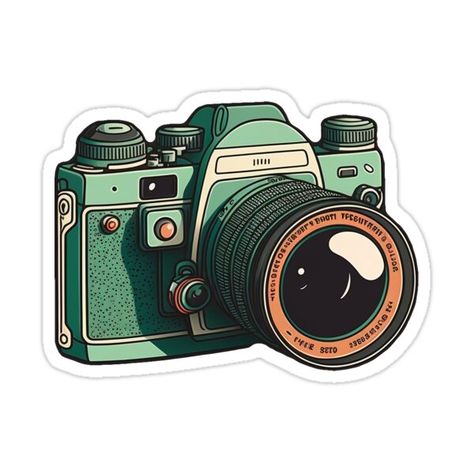 Cute Green Stickers, Camera Sticker, Green Stickers, Camera Cartoon, Finance Accounting, Money Stickers, Bujo Stickers, Stickers Cool, Sticker Design Inspiration