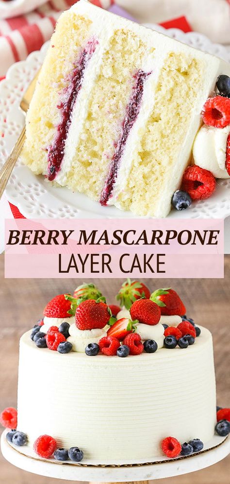 Best Fruitcake, Berry Filling, Whipped Mascarpone, Fluffy Vanilla Cake, Mascarpone Whipped Cream, Mascarpone Frosting, Spring Cake, Fruitcake Recipes, Whipped Cream Frosting