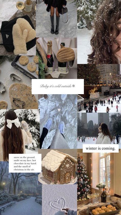 Wintercore Aesthetic Wallpaper, Winter Wallapers Aesthetics, Christmas Lockscreen Collage, December Lockscreen Aesthetic, December Aesthetic Collage, Winter Core Wallpaper, Winter Background Collage, Iphone Wallpaper Winter Aesthetic, Winter Themed Wallpaper