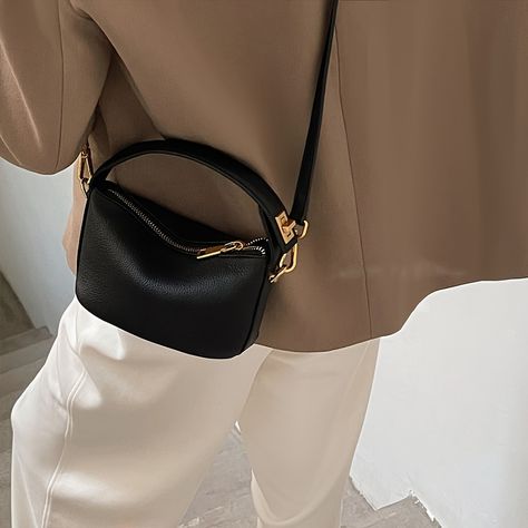 Faster shipping. Better service Beg Tangan, Hobo Chic, Leather Hobo Handbags, Bags For Teens, Purse Styles, Black Crossbody, Wallet Fashion, Hobo Handbags, Black Cross Body Bag