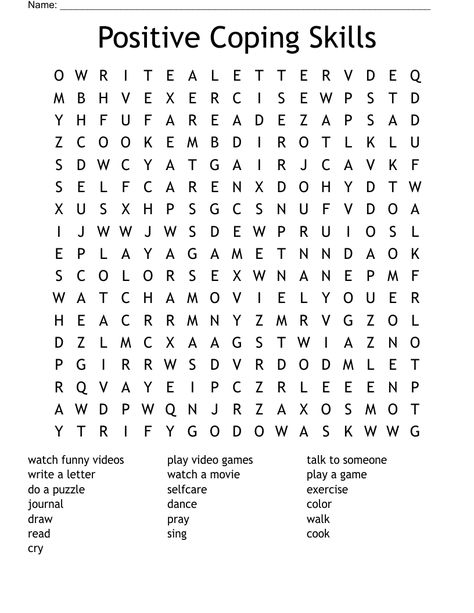 Positive Coping Skills Word Search - WordMint Recreational Therapy Activities For Seniors, Therapy Assignments, Happiness Worksheets, Mentee Activities, Therapy Worksheets For Kids, Social Skills Teens, Coping Activities, Coping Skills Worksheet, Psych Hospital