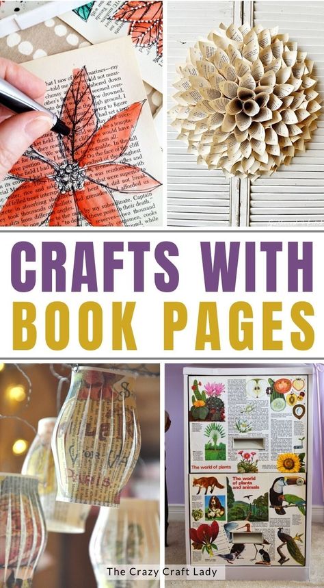 Creative ways to craft with book pages - upcycled book paper crafts Upcycling, Recycled Book Crafts, Upcycled Books Crafts, Christmas Tree Paper Craft, Book Page Garland, Diy Buch, Old Book Crafts, Book Crafts Diy, Recycled Books