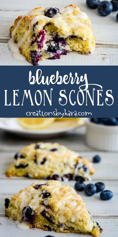 Lemon Scones Recipe, Lemon Blueberry Scones, Blueberry Lemon Scones, Blueberry Scones Recipe, Scones Recipe Easy, Lemon Scones, Cream Scones, Blueberry Scones, Lemon Glaze