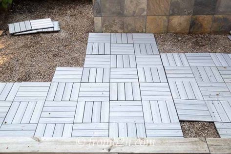 Front Patio Floor Ideas, Decking Tiles Over Concrete, Deck Tiles Over Concrete, Patio Tiles Over Concrete, Ikea Deck Tiles, Composite Deck Tiles, Interlocking Patio Tiles, Deck Tiles Patio, Patio Decks