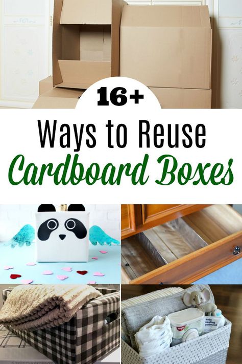 Fun and creative ways to reuse cardboard boxes. #reuse #upcycle Upcycle Boxes, Reuse Cardboard Boxes, Cardboard Box Storage, Recycle Cardboard, Recycling Cardboard, Diy Organizers, Cardboard Box Diy, Cardboard Projects, Reuse Containers