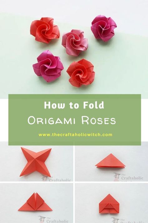 How to Make Easy Origami Roses How To Make A Origami Flower, Tiny Origami Flowers, How To Make A Paper Rose Step By Step, Small Diy Flowers, Easy Origami Flowers For Beginners, How To Make Sticky Note Flowers, Paper Roses Diy Easy Step By Step, Post It Note Origami Flower, Origami Tutorial Step By Step Flowers