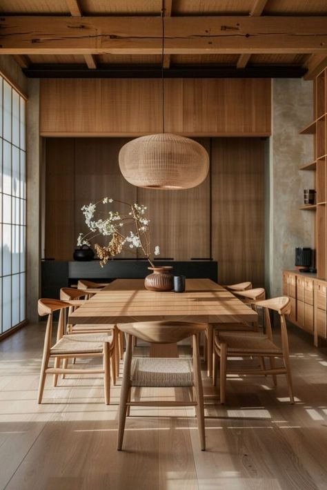 20 Japandi Dining Rooms That Blend Elegance and Simplicity! - My Decor Inspo Dining Room Decor Japandi, Japandi Interiors Design, Japanese Inspired Dining Room, Japandi Interior Design Dining Room, Japandi Style Dining Room, Japandi Dining Room Table, Japandi Style Furniture, Modern Airbnb Decor, Japandi Design Interior