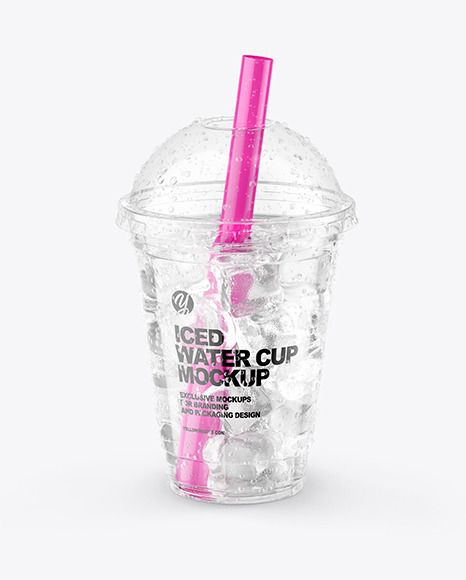 Iced Water Cup Mockup Plastic Cups Design, Square Water Bottle, Iced Water, Unique Party Ideas, Beverage Poster, Ice Cup, Drinks Packaging Design, Cup Mockup, Whisky Bottle