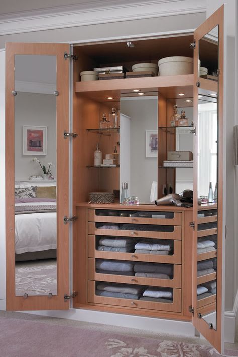 Our discreet dresser can hide behind any wardrobe doors helping you organise in style Sharps Bedrooms, Closet Mirror, Dressing Room Decor, Fitted Bedrooms, Latest Interior Design Trends, Bedroom Wardrobe, Dressing Room Design, Wardrobe Closet, Built In Wardrobe