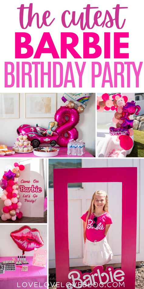 Cute DIY Barbie birthday party ideas for kids. Barbie Birthday Party Simple, Barbie Theme Table Set Up, 3rd Birthday Barbie Party, Ken And Barbie Birthday Party Ideas, Barbie Themed First Birthday Party, Barbie Outdoor Party, Barbie Birthday Party 3 Year, Barbie Dreamhouse Birthday Party, 6th Birthday Barbie Theme