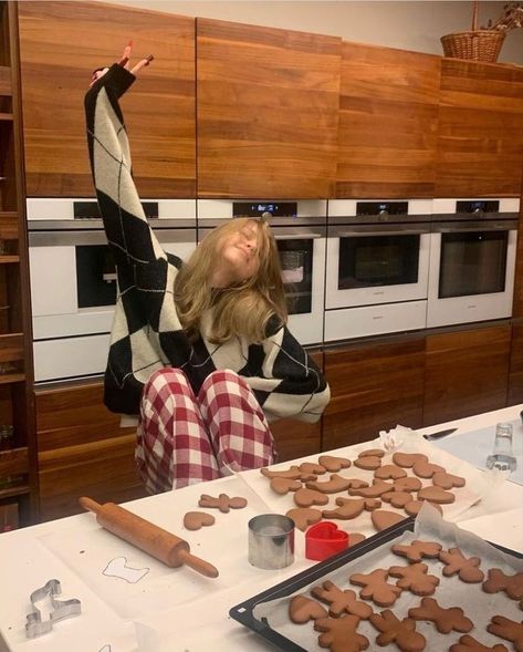 Girl making gingerbread Christmas, A Woman