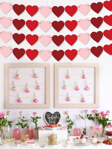 Multicolor  Collar  Non-woven Fabric   Embellished   Event & Party Supplies Valentines Bricolage, Valentine Garland, Heart Shaped Valentines, Valentine Banner, Love Decorations, Heart Banner, Felt Banner, Valentine's Day Party, Heart Garland