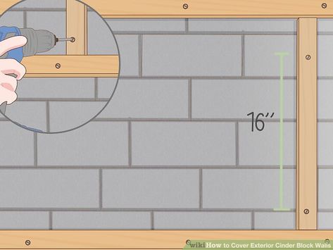 Ideas For Exterior Walls, Dress Up Cinder Block Wall, Cinder Block Garage Shelves, Update Cinder Block Wall, Disguise Cinder Block Wall, Center Block Retaining Wall Ideas, Cheap Ways To Cover Cinder Block Walls, Outdoor Cinder Block Wall Makeover, Plaster Cinder Block Wall