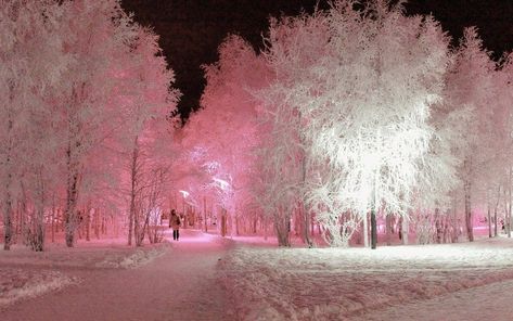 Winter Princess, Pink Xmas, Images Esthétiques, Winter Night, Winter Aesthetic, Beautiful View, Christmas Aesthetic, Pretty Places, Dali