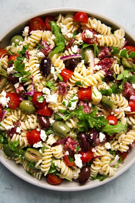 Antipasto Pasta Salad, Antipasto Pasta, Mediterranean Pasta Salad, Vegetarian Pasta Salad, Feta Pasta Salad, Italian Pasta Salad Recipe, Mediterranean Pasta Salads, The Modern Proper, Modern Proper