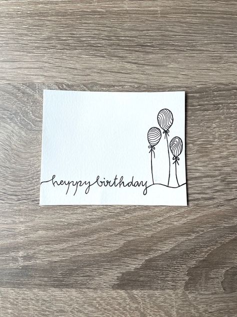 handmade birthday card, drawn with a black pen Hand Drawn Birthday Cards Simple, Easy Happy Birthday Cards Drawing, Doodle Birthday Cards, Birthday Card Doodles, Birthday Card Sketch, Simple Birthday Cards For Men, Homemade Birthday Cards For Boyfriend, Happy Birthday Handmade Cards, Masculine Birthday Cards Handmade