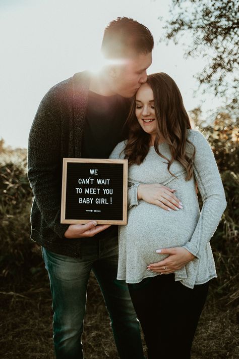 Photographer - Cally Peterson Letterboard pregnancy announcement maternity photo Maternity Photos With Letter Board, Letter Board Maternity Photoshoot, Letterboard Maternity Pictures, Maternity Pictures With Letter Board, Maternity Signs Photo Ideas, Maternity Photo Letter Board Ideas, Maternity Photo Shoot With Props, Pre Delivery Photoshoot, Maternity Photo Props Ideas