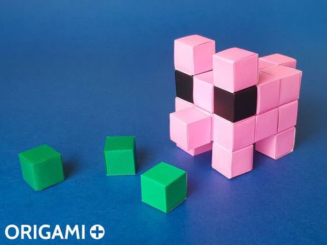 Origami models with photos and videos Minecraft Origami, Origami Puzzle, Paper Minecraft, Cube Origami, Origami Pig, Minecraft Pig, Origami Toys, Halloween Origami, Origami Cube