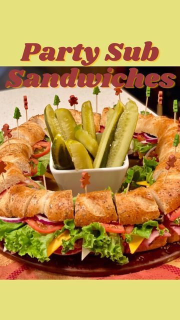 Hoagies For A Crowd, Sandwich Ideas For A Party, Super Bowl Sandwich Ideas, Group Sandwich Ideas, Diy Sandwich Platter Parties, Sandwhich Platters Party, How To Display Sandwiches At A Party, Sandwhich Trays Diy, Party Sub Sandwiches Ideas