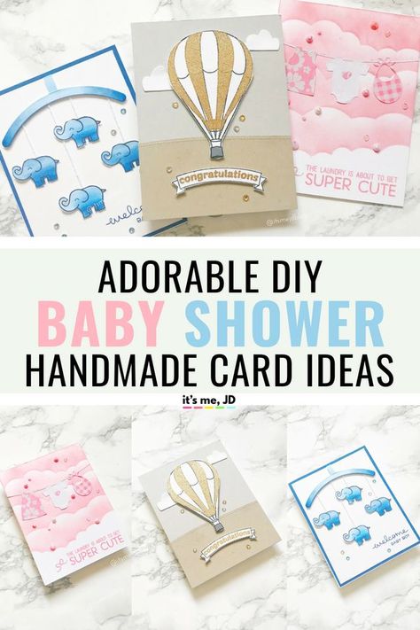 Adorable DIY Baby Shower Card Ideas That Anyone Can Do #babyshower #cardmaking #handmadecard #papercraft Baby Shower Card Ideas Handmade, Cricut Baby Shower Cards, Diy Baby Cards Ideas, Stampin Up Baby Shower Invitations, Cricut Baby Shower Card, Homemade Baby Shower Card, Baby Shower Card Diy, Diy Baby Shower Card, Baby Shower Cards Diy