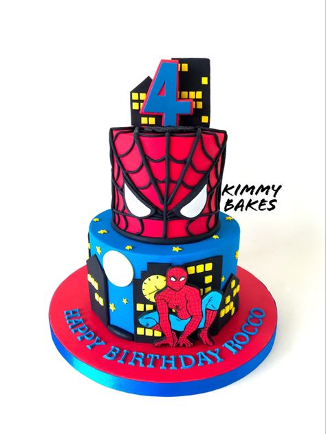 Spiderman Cake Two Tier, Spiderman Two Tier Cake, 2 Tier Spiderman Cake Birthday, Two Tier Spiderman Cake, Spiderman Themed Cake, Spiderman Theme Cake, Spiderman Birthday Cake, Spiderman Theme, Boss Birthday