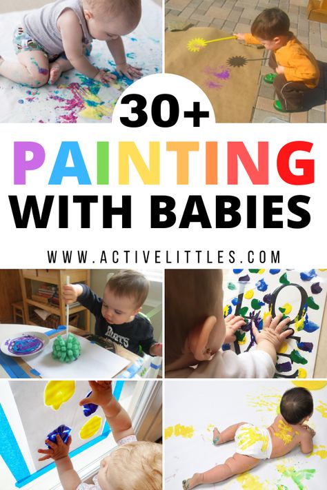 easy painting with babies Painting Activities For Infants, Painting With One Year Olds, 16 Month Old Craft Ideas, Crafts For A 15 Month Old, 6 Month Old Painting Ideas, Paint Activities For Infants, 12 Month Old Art Activities, 16 Month Old Art Activities, Art For 6 Month Olds