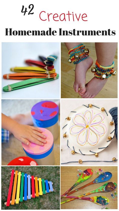 These homemade musical instruments for kids are awesome! Great DIY music instruments for preschoolers and kids - love music activities for children! Diy Music Instruments, Homemade Musical Instruments For Kids, Musical Instruments For Kids, Music Instruments Diy, Instrument Craft, Homemade Musical Instruments, Homemade Instruments, Diy Music, Diy Instruments